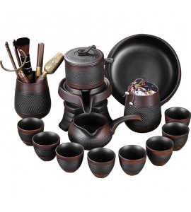 Purple pottery tea set