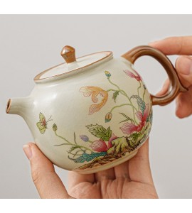 Chinese yellow Ru kiln ceramic tea set